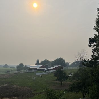 Moomers - Dairy farm views, coated in smoke due to the wildfires but still pretty - Ice Cream & Frozen Yogurt Near Me - Traverse City, Michigan