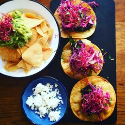 Tacos and guac - cheese on the side :)