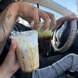 Coconut Carmel latte and Thai matcha Coconut Carmel latte and Thai matcha