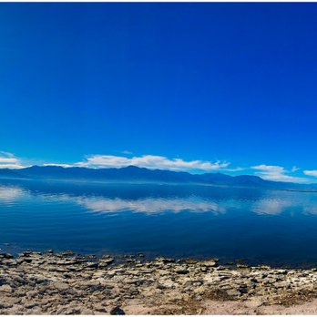 Salton Sea - Mountain reflection. - Beaches Near Me - Desert Shores, California