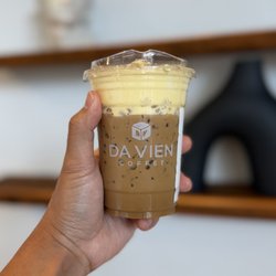 Egg Cream Coffee (egg cream & cocoa powder topped over Vietnamese iced coffee)