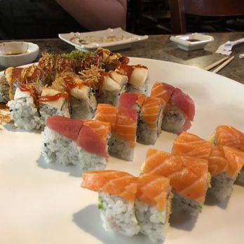 JooN's Sushi - top to bottom: volcano, white mountain, sunrise, salmon lover - Sushi Bars Near Me - Murrieta, California