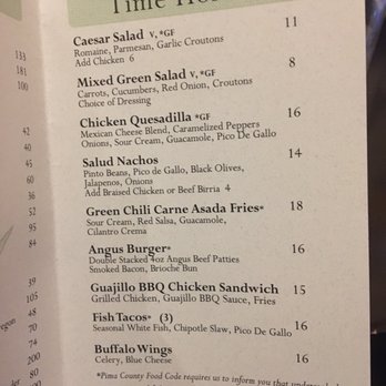 Salud - Entree Menu - Bars Near Me - Tucson, Arizona