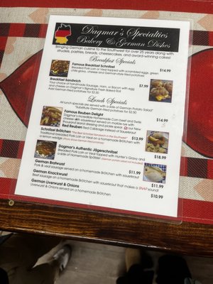 Menu photo 2 Dagmar's Strudel House Rio Rancho, NM