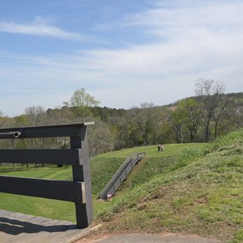 Etowah Indian Mounds - view from the large mound to one of the other mound - Museums Near Me - Cartersville, Georgia
