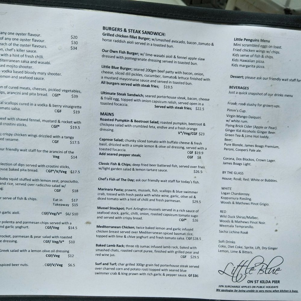 Little Blue - The menu - Restaurants Near Me - St Kilda, VIC