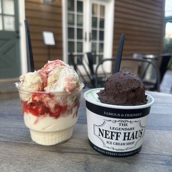 The Legendary Neff Haus Ice Cream - Strawberry Pretzel Salad Cloud, Nighttime Brownie Batter Cookie Dough with Pistachio Soft Serve - Ice Cream & Frozen Yogurt Near Me - Harmony, Pennsylvania The Legendary Neff Haus Ice Cream - Strawberry Pretzel Salad Cloud, Nighttime Brownie Batter Cookie Dough with Pistachio Soft Serve - Ice Cream & Frozen Yogurt Near Me - Harmony, Pennsylvania