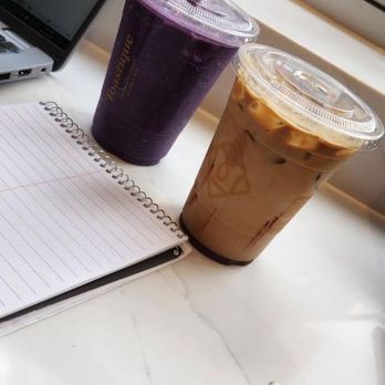 Toastique - Iced Blueberry Lavender collagen latte and an Iced Mocha - Juice Bars & Smoothies Near Me - Columbia, Maryland Toastique - Iced Blueberry Lavender collagen latte and an Iced Mocha - Juice Bars & Smoothies Near Me - Columbia, Maryland
