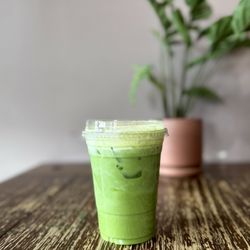 Mundial Coffee - Iced Vanilla Matcha Latte w/ Almond Milk & Pistachio Cold Foam