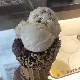 Waffle cone rocky road and cookie dough Waffle cone rocky road and cookie dough
