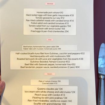 Bistrot Paul Bert - English menu translation - Bistros Near Me - Paris, 75