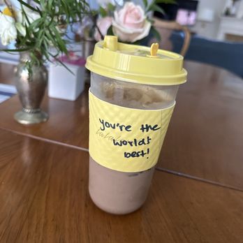 La La Land - Decaf iced mocha, with the note of the year!! - Cafes Near Me - Plano, Texas La La Land - Decaf iced mocha, with the note of the year!! - Cafes Near Me - Plano, Texas