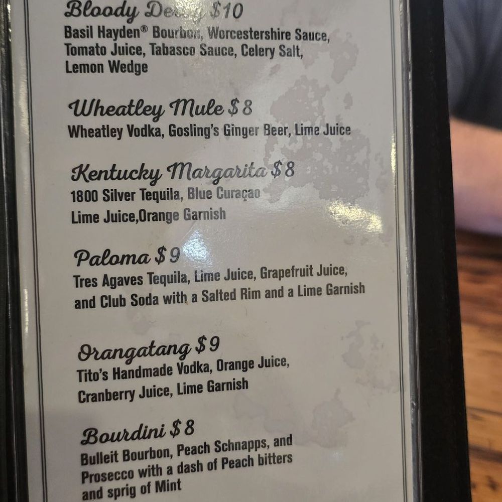 Drink menu Drink menu