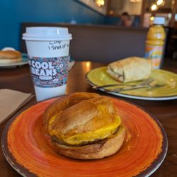 Cool Beans Cafe - Sausage, egg, and cheese on a croissant
