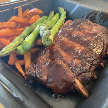 Ruby River Steakhouse - Baby back ribs, sweet potato fries, and asparagus. - Steakhouses Near Me - Salt Lake City, Utah