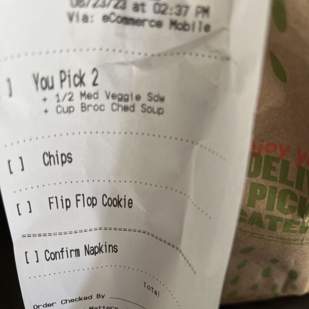 Right receipt, wrong food.