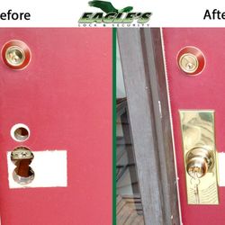 Eagle's Locksmith Cincinnati - Locksmith in North College Hill, Ohio 45224 including before and after Lock Installation on residential door