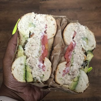 Bagel Kitchen - Tuna deluxe - tuna, avocado, tomato, sprouts, no cheese and added jalapeños - Bagels Near Me - Pacific Grove, California