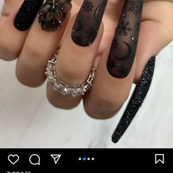 Jazza Nail Studio - What I asked for, the nail with stars, moons, and snowflakes - Nail Salons Near Me - Warrenville, Illinois