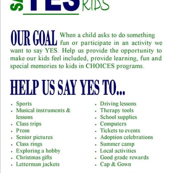 Choices - Our community of donors provides many opportunities to youth in our programs. Help us say #Yes2ourKids - Counseling & Mental Health Near Me - Dayton, Ohio Choices - Our community of donors provides many opportunities to youth in our programs. Help us say #Yes2ourKids - Counseling & Mental Health Near Me - Dayton, Ohio