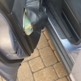 Car door that was upholstered. Car door that was upholstered.