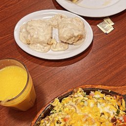 Hobo Skillet Biscuits & Gravy - Full Order  Fresh & Fit Benedict Orange Juice - Large