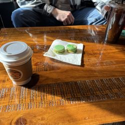 Tastecraft Cafe - Macaroons pistachio and matcha Iced coffee
