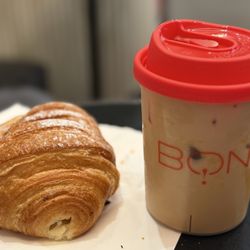 Sweet cream croissant and Carmel latte