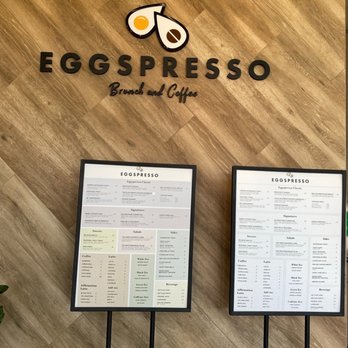 Eggspresso - Menu and logo wall - Breakfast & Brunch Near Me - Fullerton, California