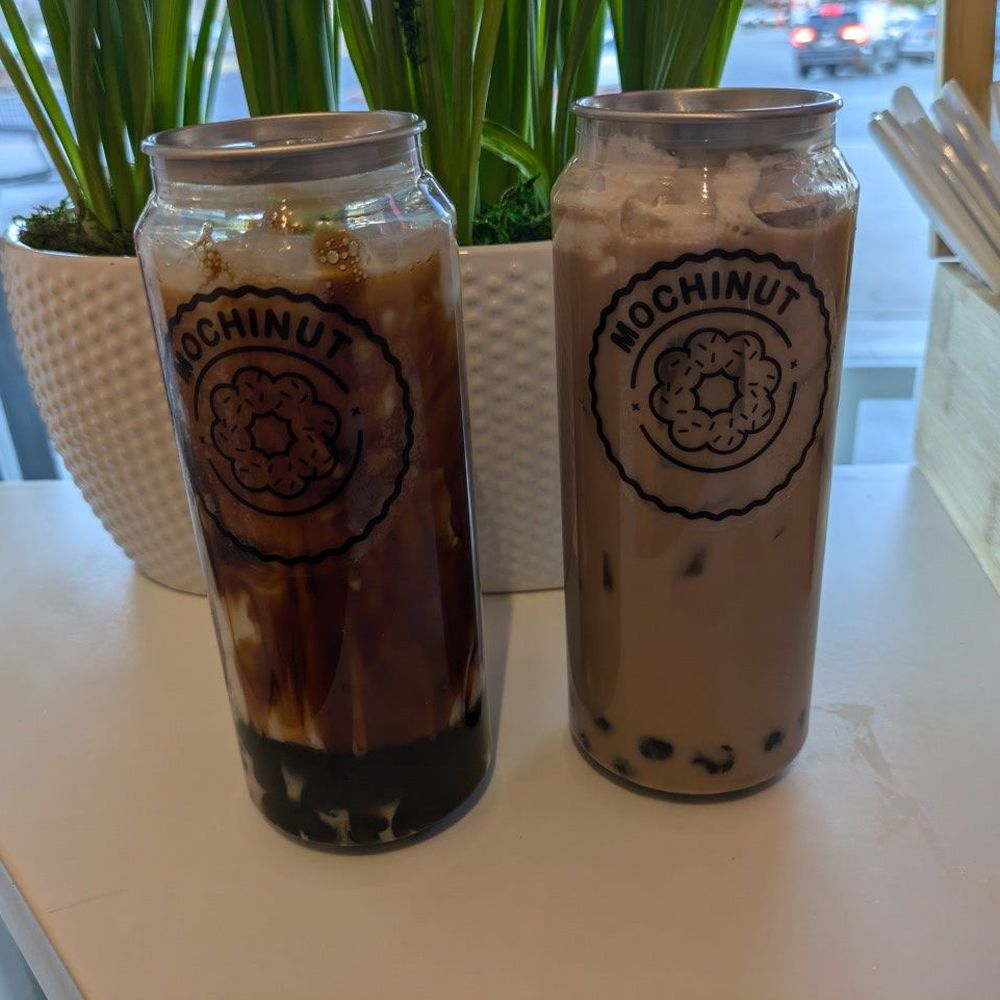 Mochinut - Brown sugar boba to the left and milk tea boba to the right - Donuts Near Me - Reno, Nevada