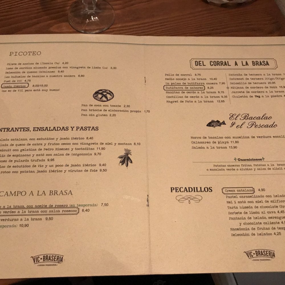 Vic Braseria - Salad and Tapas menu at Vic Braseria in Barcelona. - Brasseries Near Me - Barcelona, B Vic Braseria - Salad and Tapas menu at Vic Braseria in Barcelona. - Brasseries Near Me - Barcelona, B