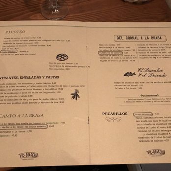 Vic Braseria - Salad and Tapas menu at Vic Braseria in Barcelona. - Brasseries Near Me - Barcelona, B