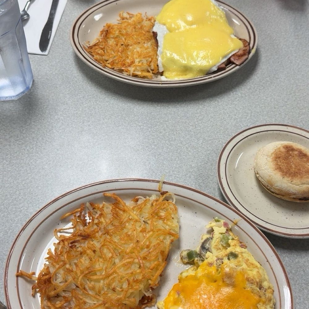 Western omelet and traditional eggs Benedict Western omelet and traditional eggs Benedict