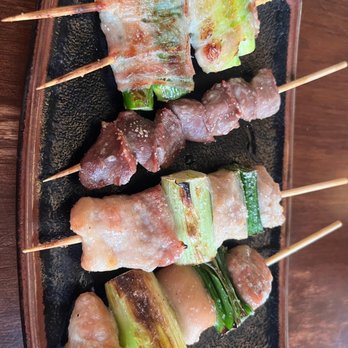 Tori Ton - Bacon wrapped asparagus, chicken gizzards, chicken thigh with green onion - Izakaya Near Me - Honolulu, Hawaii Tori Ton - Bacon wrapped asparagus, chicken gizzards, chicken thigh with green onion - Izakaya Near Me - Honolulu, Hawaii