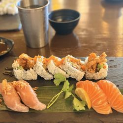 Sushi Fire - Fullerton - Spider Roll, salmon Nigiri, Albacore Nigiri