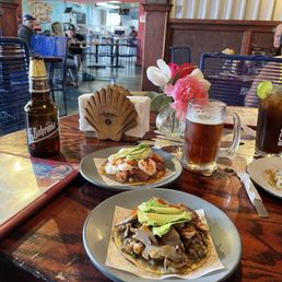 Mixed Ceviche with Sea Snail & Guerrense with shrimp tostadas.