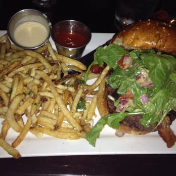 Eureka! - Fig marmalade burger with fries & a side of truffle sauce. So good! - Burgers Near Me - Claremont, California