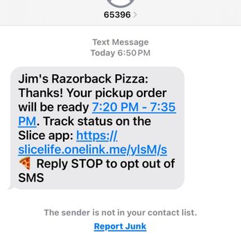 Jim's Razorback Pizza - Proof that it was to be ready 7:20-7:35. It's now 7:52 pm. - Italian Near Me - Fort Smith, Arkansas
