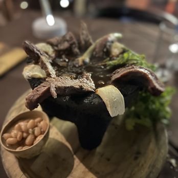 Santo Cielo - Arrachera molcajete- salsa was ok but very spicy. Beans overly salty. - Steakhouses Near Me - Loreto, BCS Santo Cielo - Arrachera molcajete- salsa was ok but very spicy. Beans overly salty. - Steakhouses Near Me - Loreto, BCS