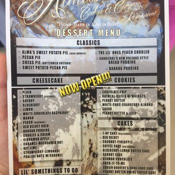 Alma's Place - Dessert menu... best cheesecake I've ever had! - Desserts Near Me - Compton, California
