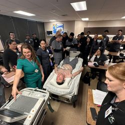 SJVC Rancho Cordova - Respiratory Therapist in training learning about proper ekg placement.