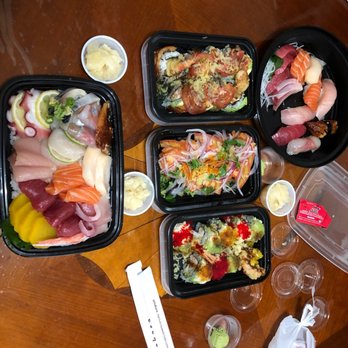 Amakara - Chirashi, Italian Dragon, Chili Spider Salmon, and Sushi Sashimi Combination - Sushi Bars Near Me - Dublin, California