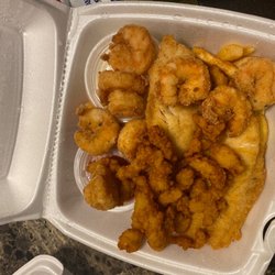 Sayreville Seafood & Deli - Fish platter with shrimp, clam strips, and fries