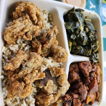 C4Eats - Crispy oyster mushrooms, greens and sweet potatoe - Vegan Near Me - Hollywood, Florida