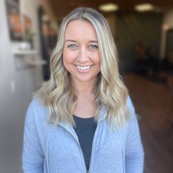 Blonde balayage with money piece- lighter and Brighter package