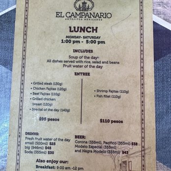 El Campanario - Menu - Mexican Near Me - Puerto Vallarta, JAL