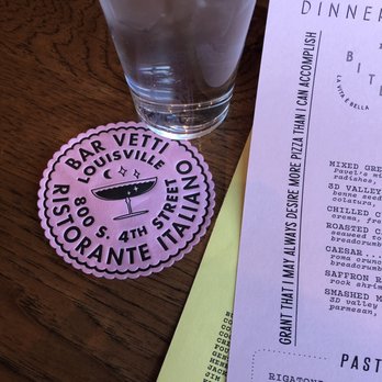bar Vetti - Lots of special touches throughout the restaurant like these coasters. Everything was well-executed. - Italian Near Me - Louisville, Kentucky bar Vetti - Lots of special touches throughout the restaurant like these coasters. Everything was well-executed. - Italian Near Me - Louisville, Kentucky