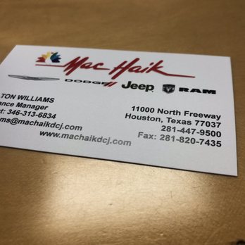 Mac Haik Dodge Chrysler Jeep Ram - Finance manager's contact information - Car Dealers Near Me - Houston, Texas