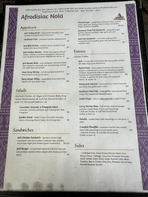 Menu photo 1 Afrodisiac New Orleans, LA