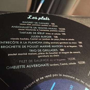 Chez Julien - La carte des plats ! - Bistros Near Me - Paris, 75